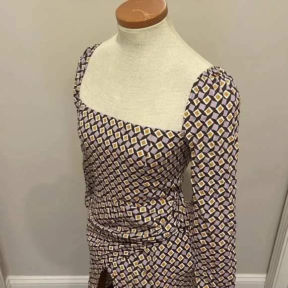 NWT!! Reformation - Hilda Midi Dress In Plaza Print - Size 0 - Purple/Brown - Picture 9 of 11